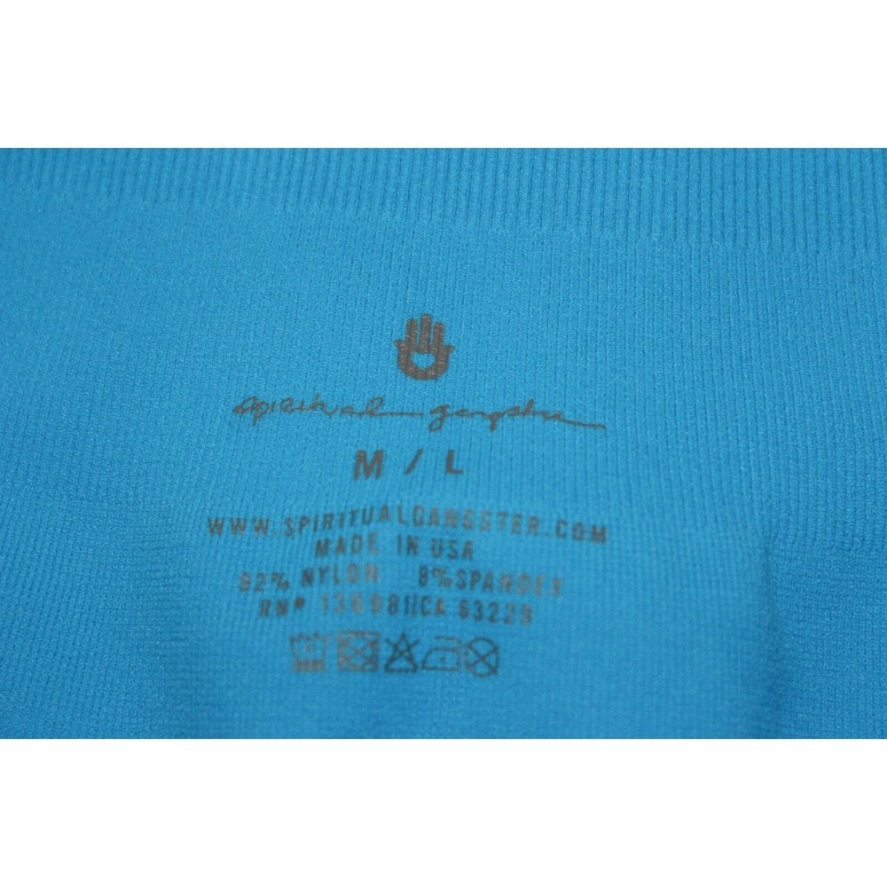Spiritual Gangster Amor Seamless High Waisted Biker Shorts Electric Blue M/L NEW - Picture 3 of 6